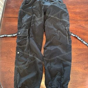 Zumba brand black workout pants .  Cargo Pants with White Stitching.